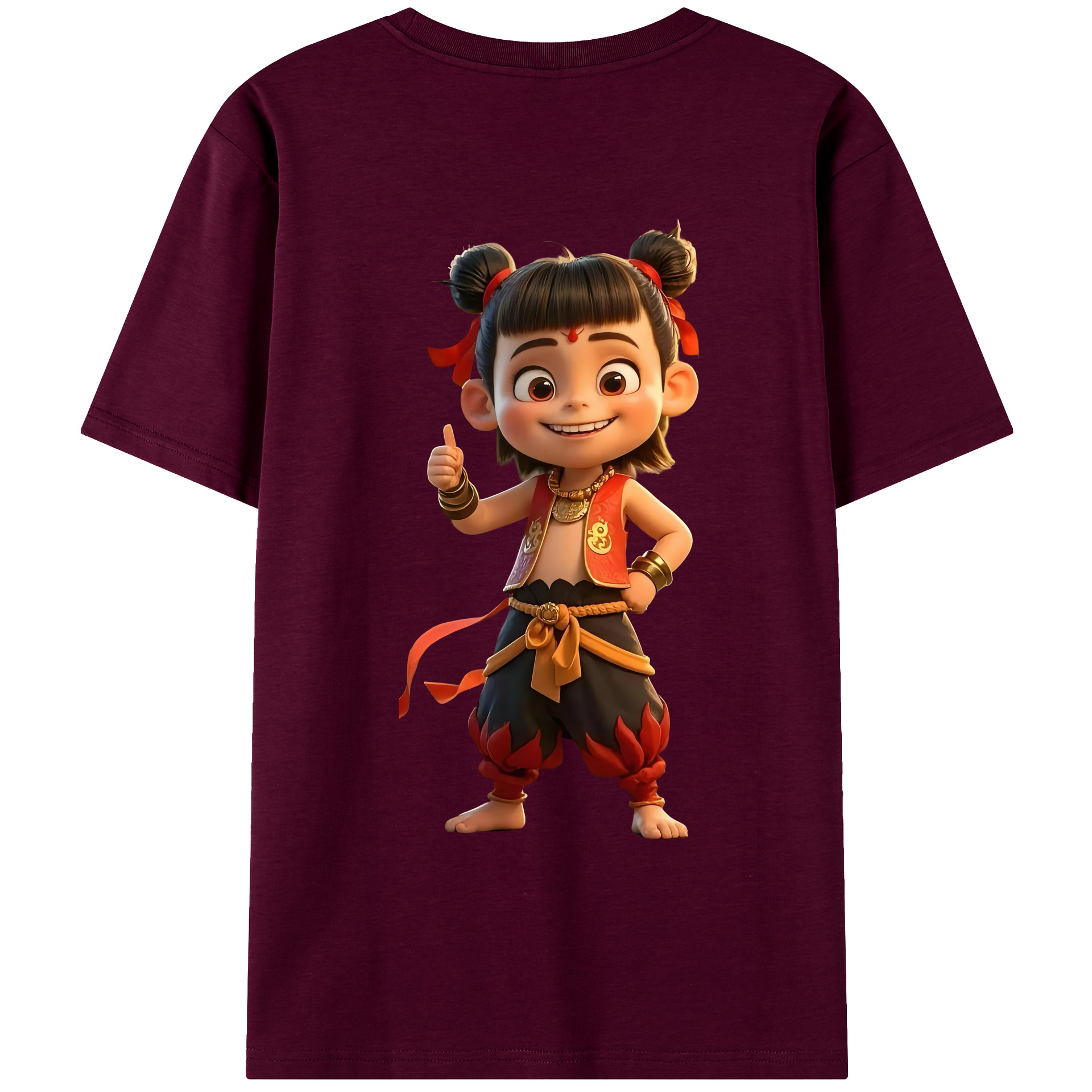 （画像用） Ne Zha 2 ナタ 魔童の大暴れ レディース半袖Tシャツ(バックプリント)